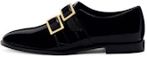 Buy Giuseppe Zanotti PU Comfort 'Hujung Bulat Hitam dengan Gesper Emas' IU30026001