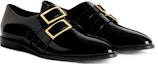 Order Giuseppe Zanotti PU Comfort 'Hujung Bulat Hitam dengan Gesper Emas' IU30026001