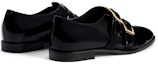Shop Giuseppe Zanotti PU Comfort 'Hujung Bulat Hitam dengan Gesper Emas' IU30026001