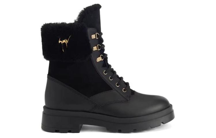 Order But Kasut Pendek Giuseppe Zanotti 'Lapisan Bulu Hitam Selesa' IU30025001