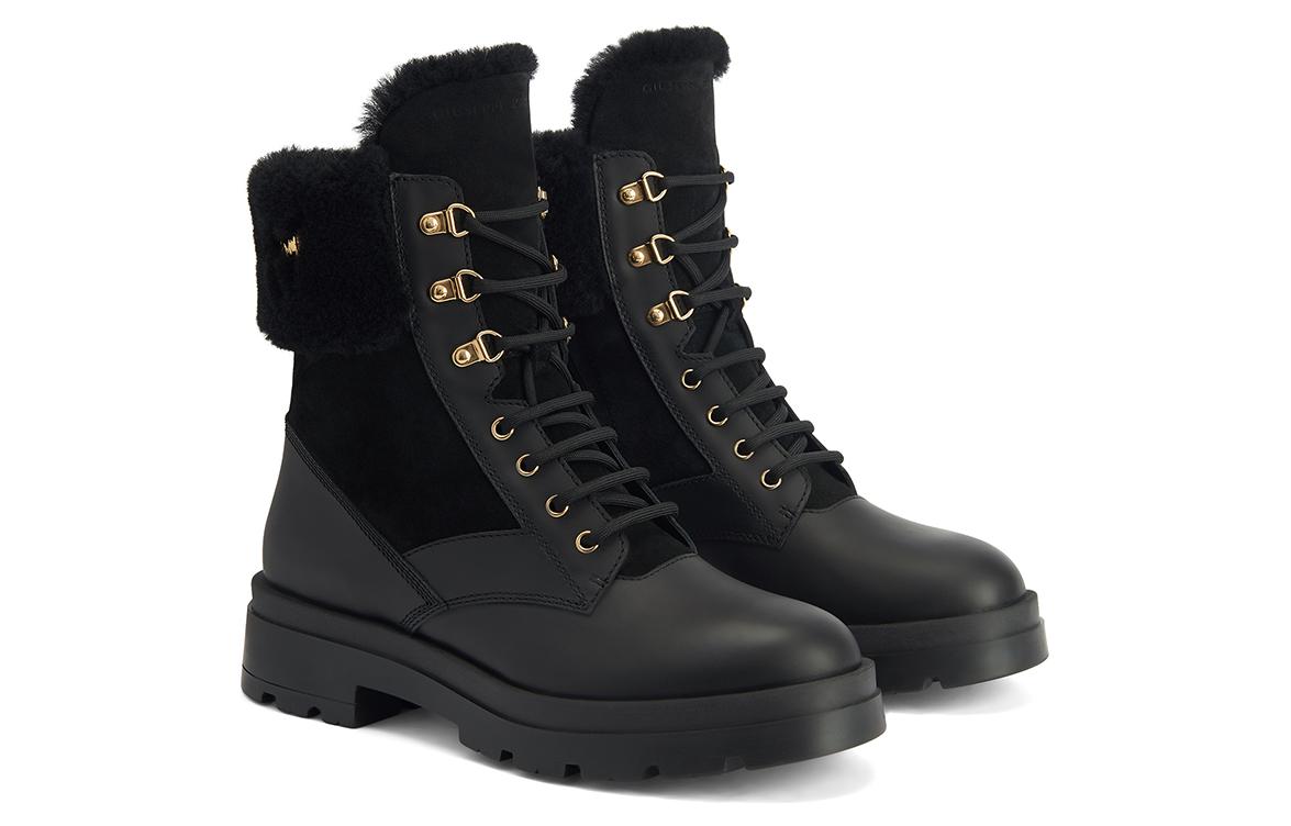 Lookbook But Kasut Pendek Giuseppe Zanotti 'Lapisan Bulu Hitam Selesa' IU30025001