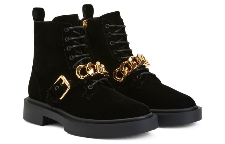 Giuseppe Zanotti Short Lace-Up Boots 'Black Velvet' 圖 2