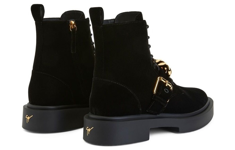 Giuseppe Zanotti Short Lace-Up Boots 'Black Velvet' 圖 3