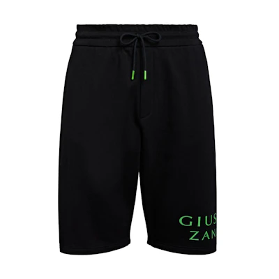 Giuseppe Zanotti SS23 Black Colorblock Letter Print Drawstring Shorts ERU3019001