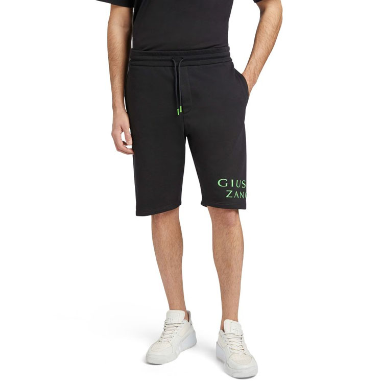 Shop Giuseppe Zanotti SS23 Pantalones Cortos Negros con Letras y Cordón Ajustable. ERU3019001