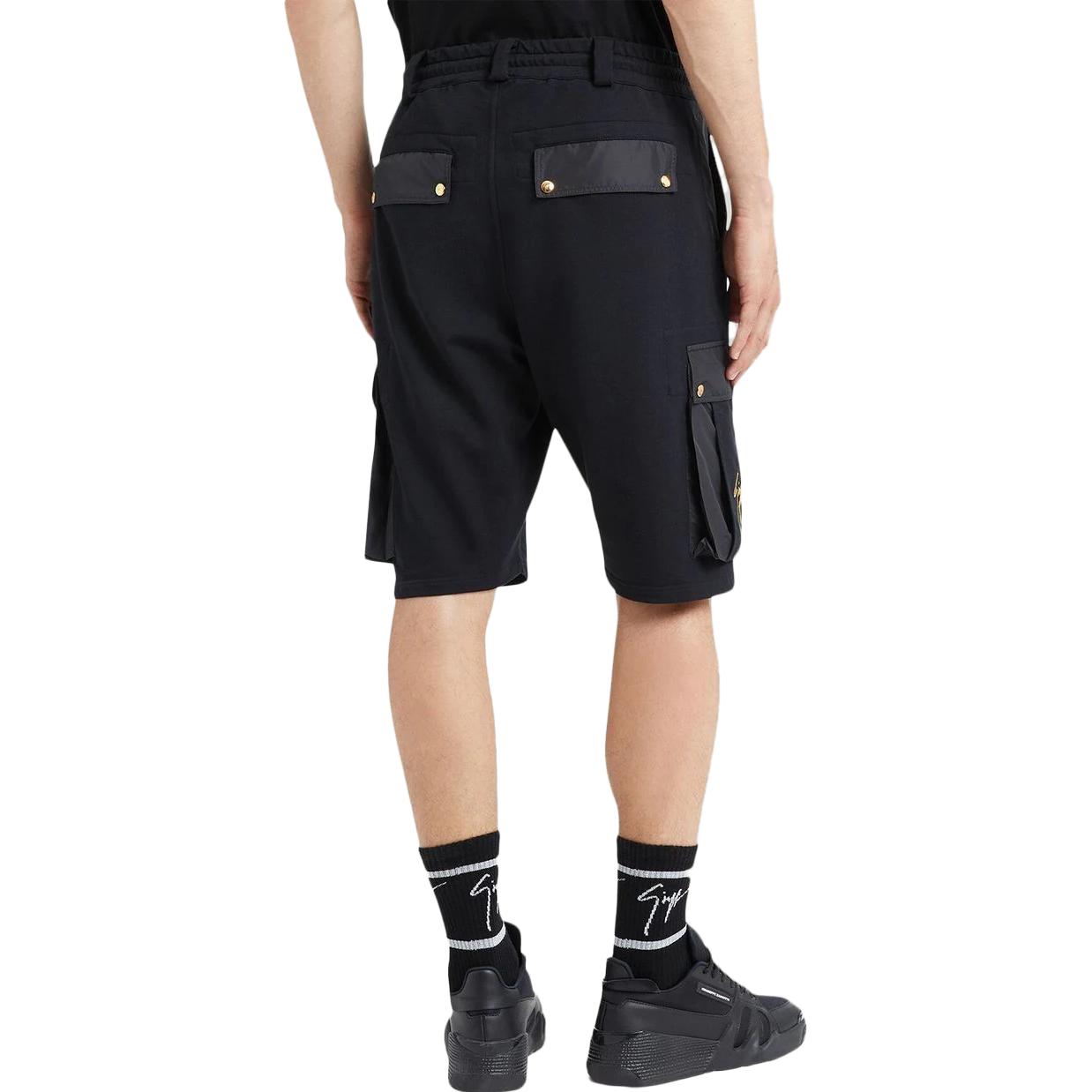 Shop Giuseppe Zanotti SS23 黑色多口袋抽繩運動短褲 ERU3014001