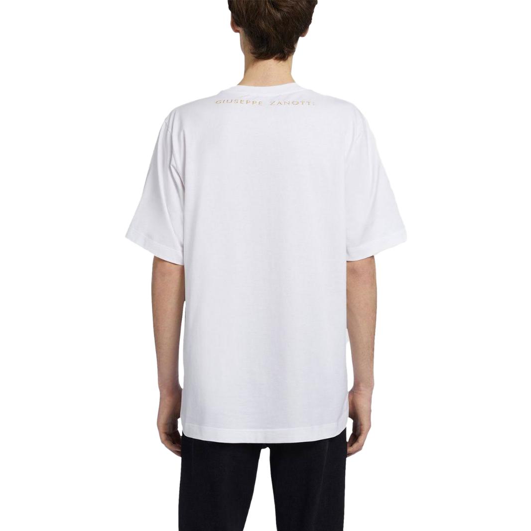 Shop Giuseppe Zanotti SS23 Camiseta Blanca Cuello Redondo con Logo Bordado. ERU2019H02