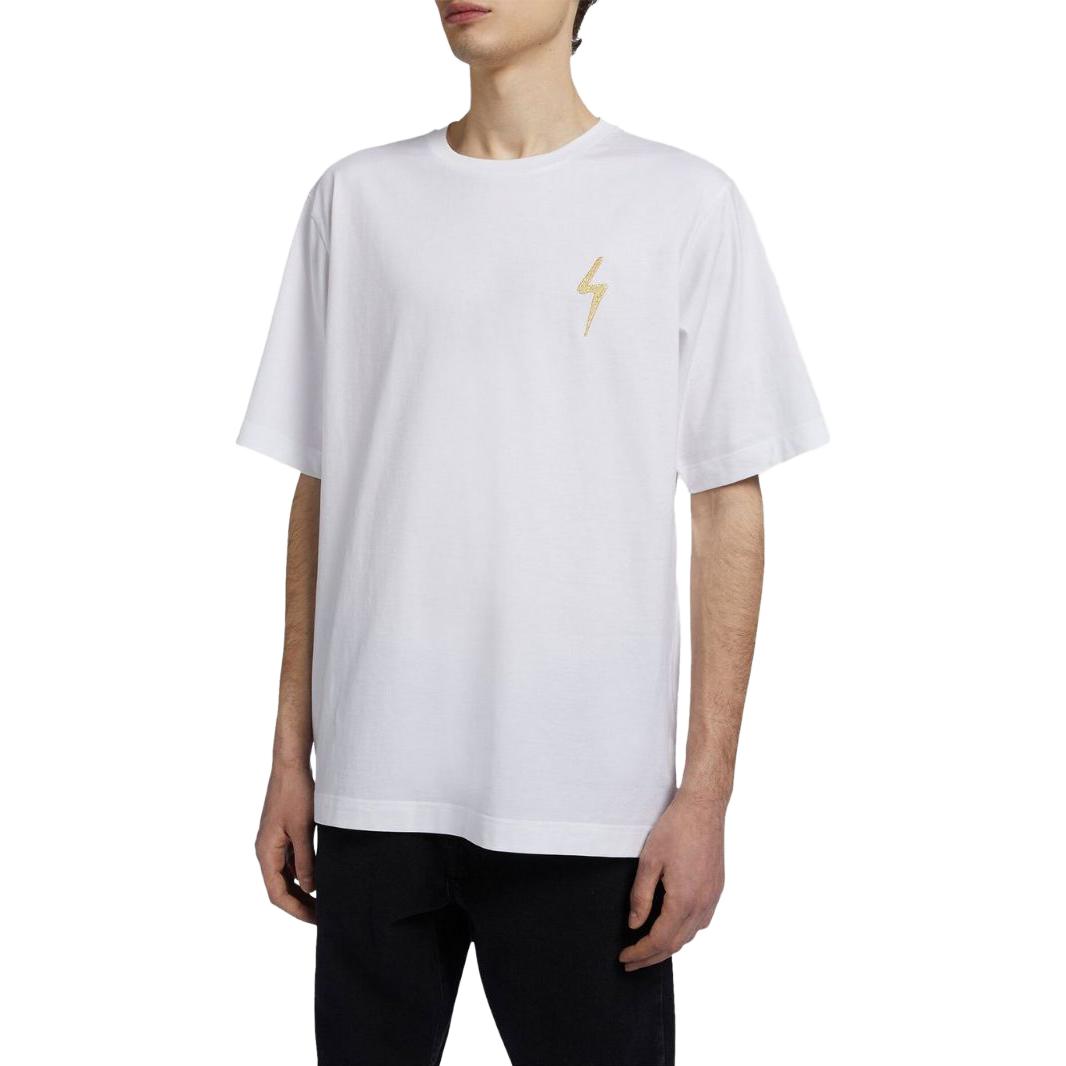 Purchase Giuseppe Zanotti SS23 Camiseta Blanca Cuello Redondo con Logo Bordado. ERU2019H02