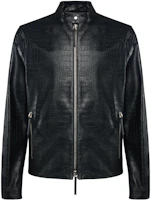 Giuseppe Zanotti SS23 Black Solid Snake-Pattern Leather Jacket ERU8016K02 Giuseppe Zanotti SS23 Black Solid Snake-Pattern Leather Jacket ERU8016K02