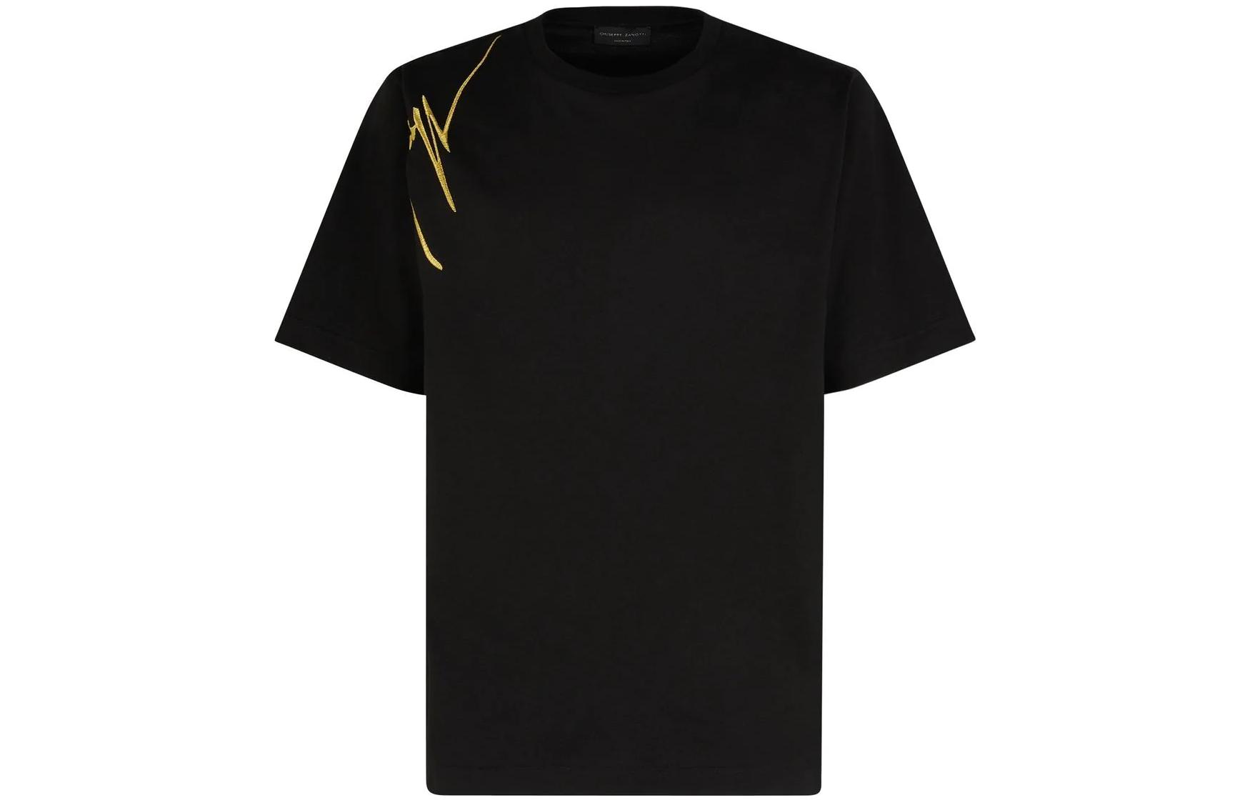 Giuseppe Zanotti SS23 Logo Embroidered Black Crewneck T-Shirt  Casual Tee ERU3008002