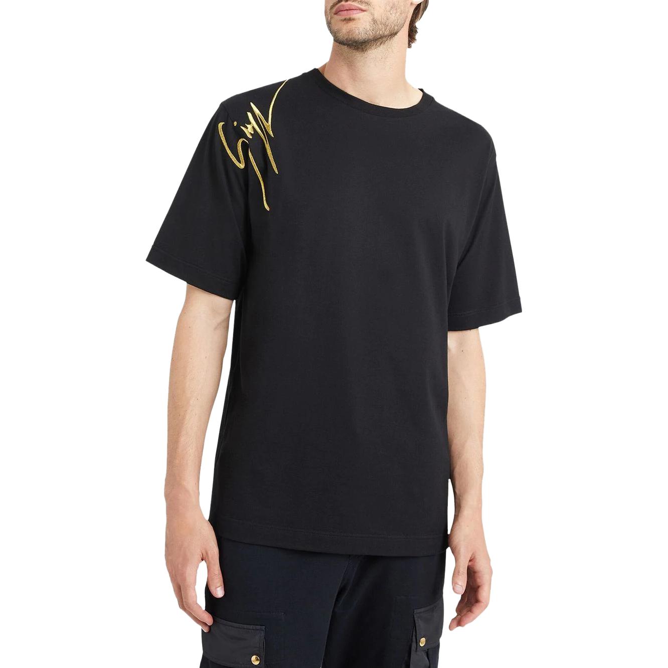 Purchase ジュゼッペザノッティ SS23 ロゴ刺繍 ブラッククルーネックTシャツ カジュアルティー ERU3008002