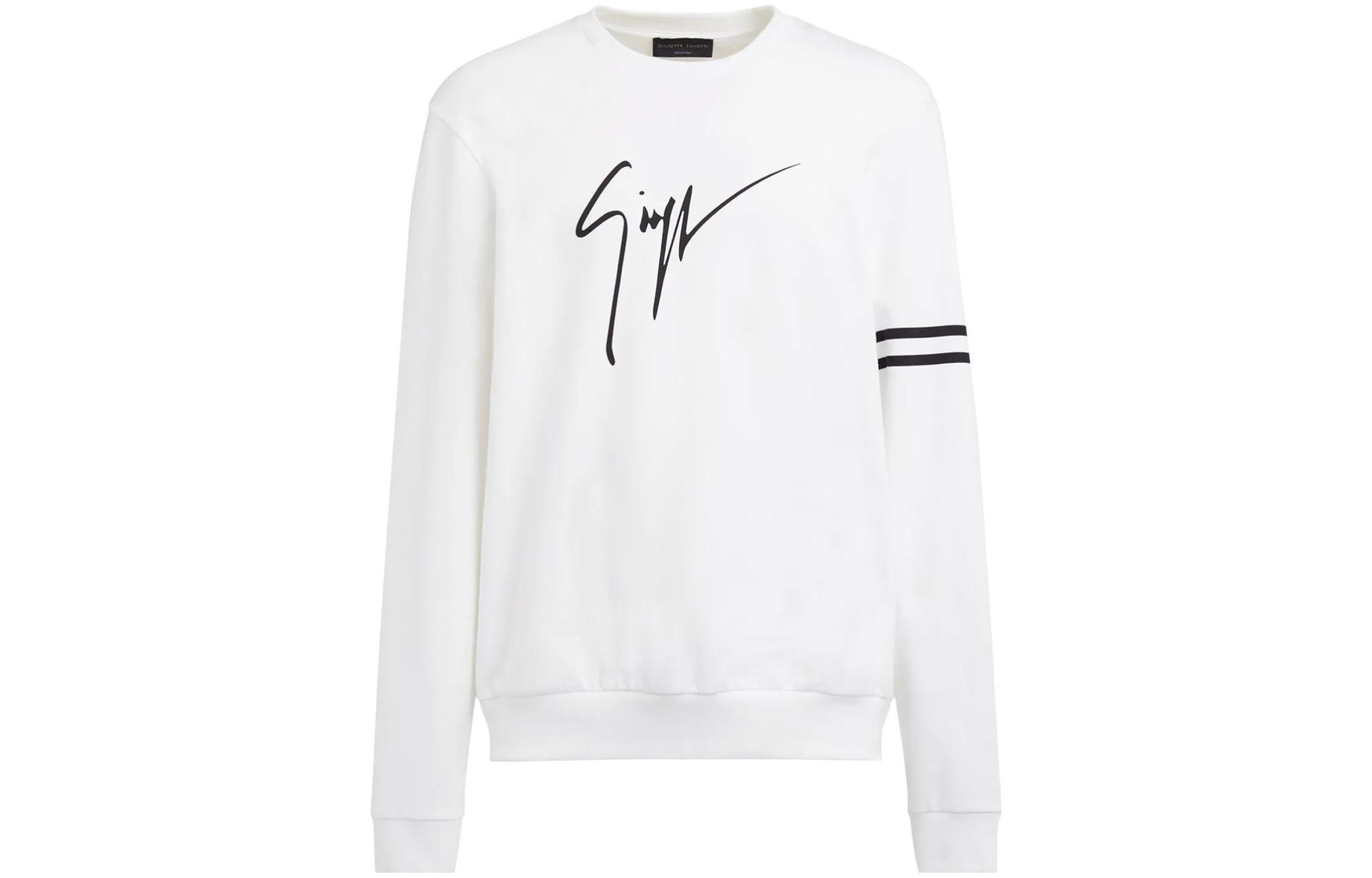 Giuseppe Zanotti SS23 Logo Print Crewneck Pullover Sweatshirt White ERU3012001