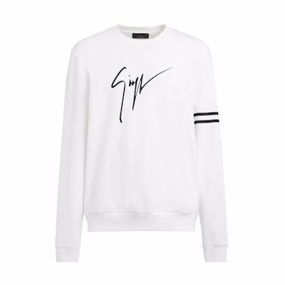 Giuseppe Zanotti SS23 Logo Print Crewneck Pullover Sweatshirt White ERU3012001