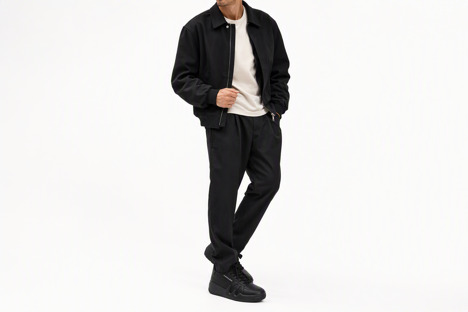 Order 【11月24日0點 品牌直發限時6折】giuseppe zanotti/GZ Talon Zanotti 潮流秋冬 合成織物面包鞋 時尚板鞋 男款 黑色