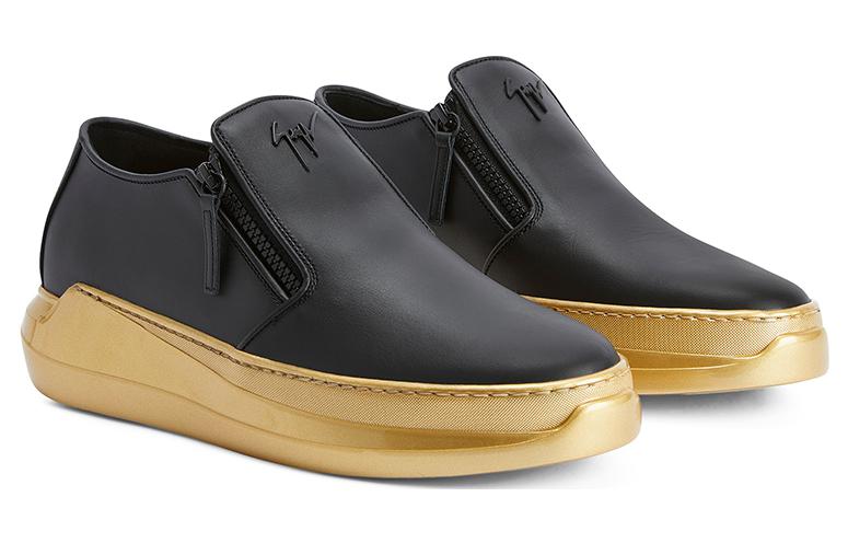 Order Giuseppe Zanotti/GZ 頭層牛皮 厚底輕便一腳蹬 樂福鞋 男款 黑金