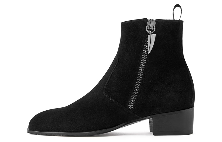 Giuseppe Zanotti Velvet Zipper Chunky Heel Ankle Boot 'Black' IU00068H01