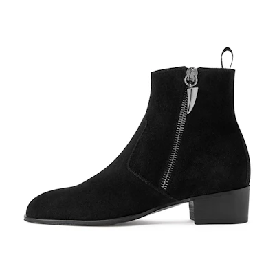Giuseppe Zanotti Velvet Zipper Chunky Heel Ankle Boot 'Black'