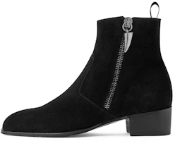 Giuseppe Zanotti Velvet Zipper Chunky Heel Ankle Boot 'Black' IU00068H01 Giuseppe Zanotti Velvet Zipper Chunky Heel Ankle Boot 'Black' IU00068H01