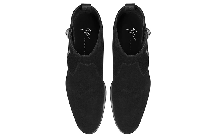 Lookbook 朱塞佩·萨诺第 黑色丝绒拉链粗跟短靴 IU00068H01