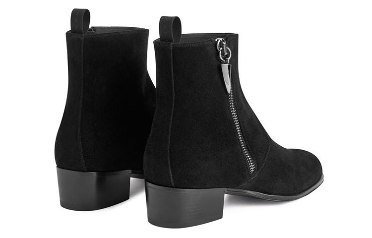 Shop 朱塞佩·萨诺第 黑色丝绒拉链粗跟短靴 IU00068H01