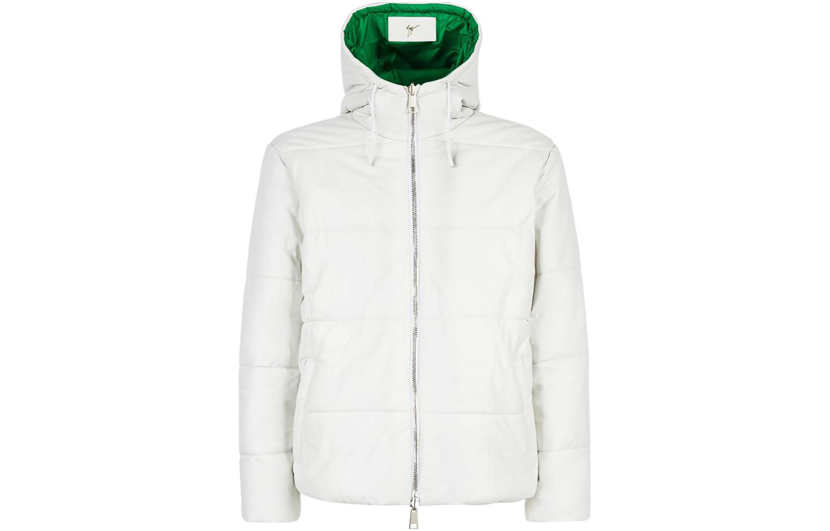 Giuseppe Zanotti White Leather Zip-Up Hoodie Jacket ERU2020H03