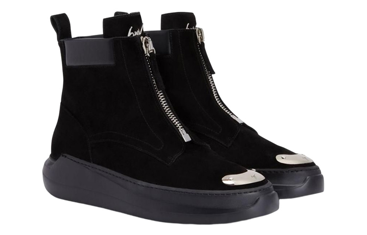 Giuseppe Zanotti Zippered Velvet Short Boots 'Black Fashion' 圖 2