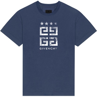 Givenchy 4G Stars Slim Fit Blue Cotton Round Neck T-Shirt for Men. BM716G3YEL-402 Buy Givenchy 4G Stars Slim Fit Blue Cotton Round Neck T-Shirt for Men. BM716G3YEL-402