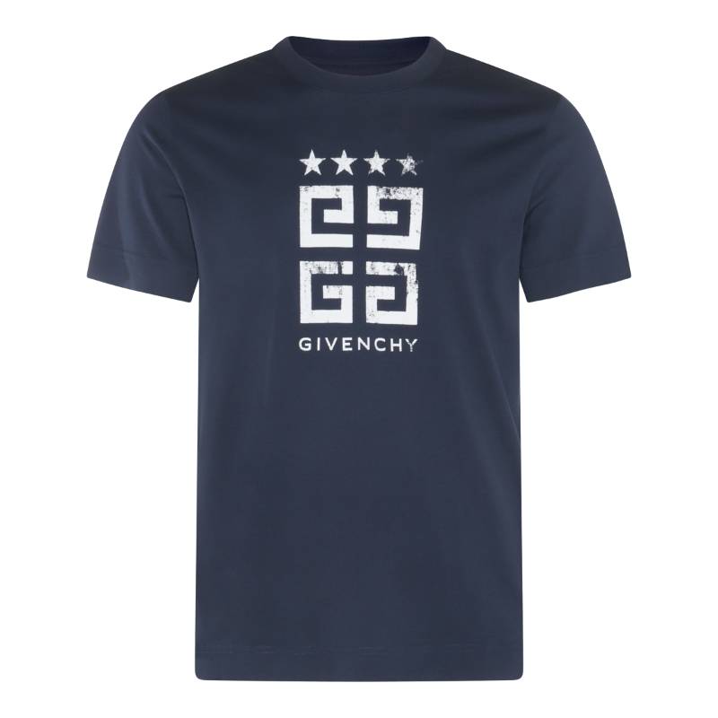 Order Givenchy 4G Stars Slim Fit Blue Cotton Round Neck T-Shirt for Men. BM716G3YEL-402