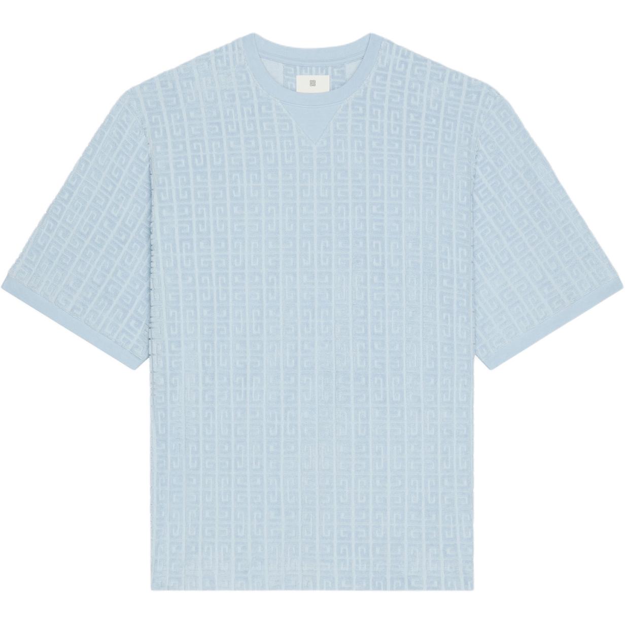 Buy Givenchy 4G 棉質毛巾布藍色圓領短袖T恤 BM71JA3YF0-450