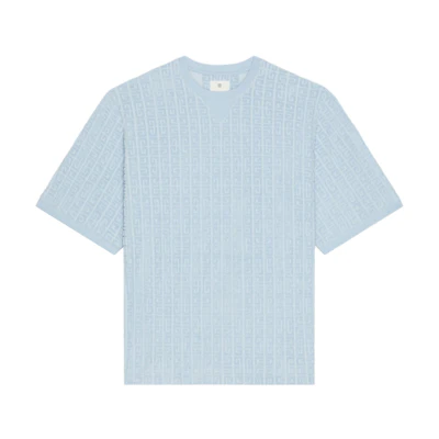 Givenchy 4G Cotton Towelling T-Shirt Blue Round Neck Short Sleeve BM71JA3YF0-450