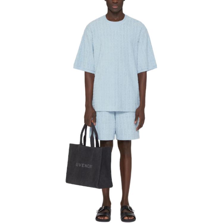 Lookbook Givenchy 4G 棉質毛巾布藍色圓領短袖T恤 BM71JA3YF0-450