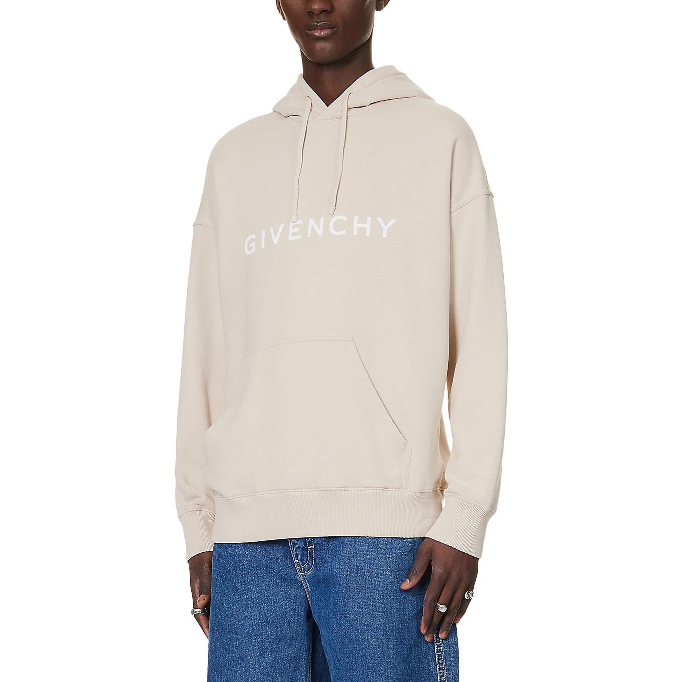 Purchase 지방시 베이지 후드티 솔리드 컬러 레터 프린트. BMJ0HC3YAC-267