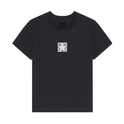 GIVENCHY Black Crew Neck Solid Color Fitted Short Sleeve T-Shirt BM71JB3YLZ-001