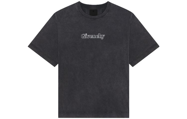 Givenchy  Black Crewneck Letter Print Short Sleeve T-Shirt BM712H3YEC020