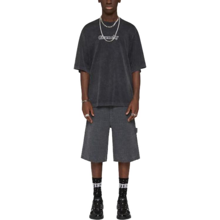 Givenchy  Black Crewneck Letter Print Short Sleeve T-Shirt BM712H3YEC020 圖 3