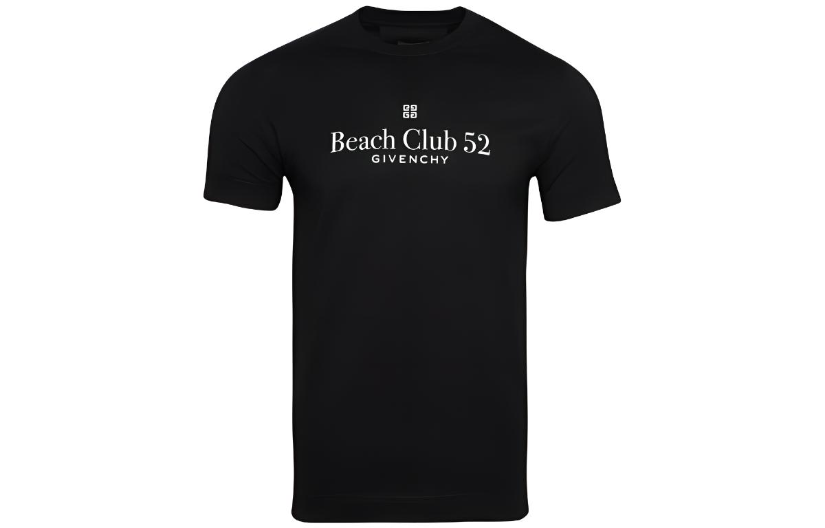 Givenchy  Black Crewneck T-Shirt with Solid Color Letter Print BM716G3YEV-001