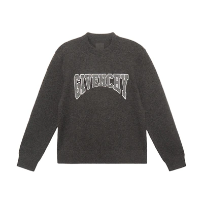 GIVENCHY Black Embroidered Letter Logo Crewneck Sweater BM90KX4YC6-015