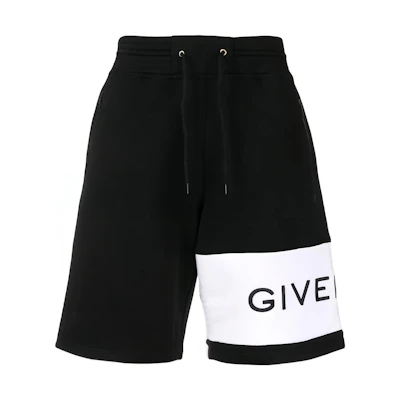 GIVENCHY Black Embroidered Logo Mid-Rise Straight Casual Shorts BM509F30AF-001