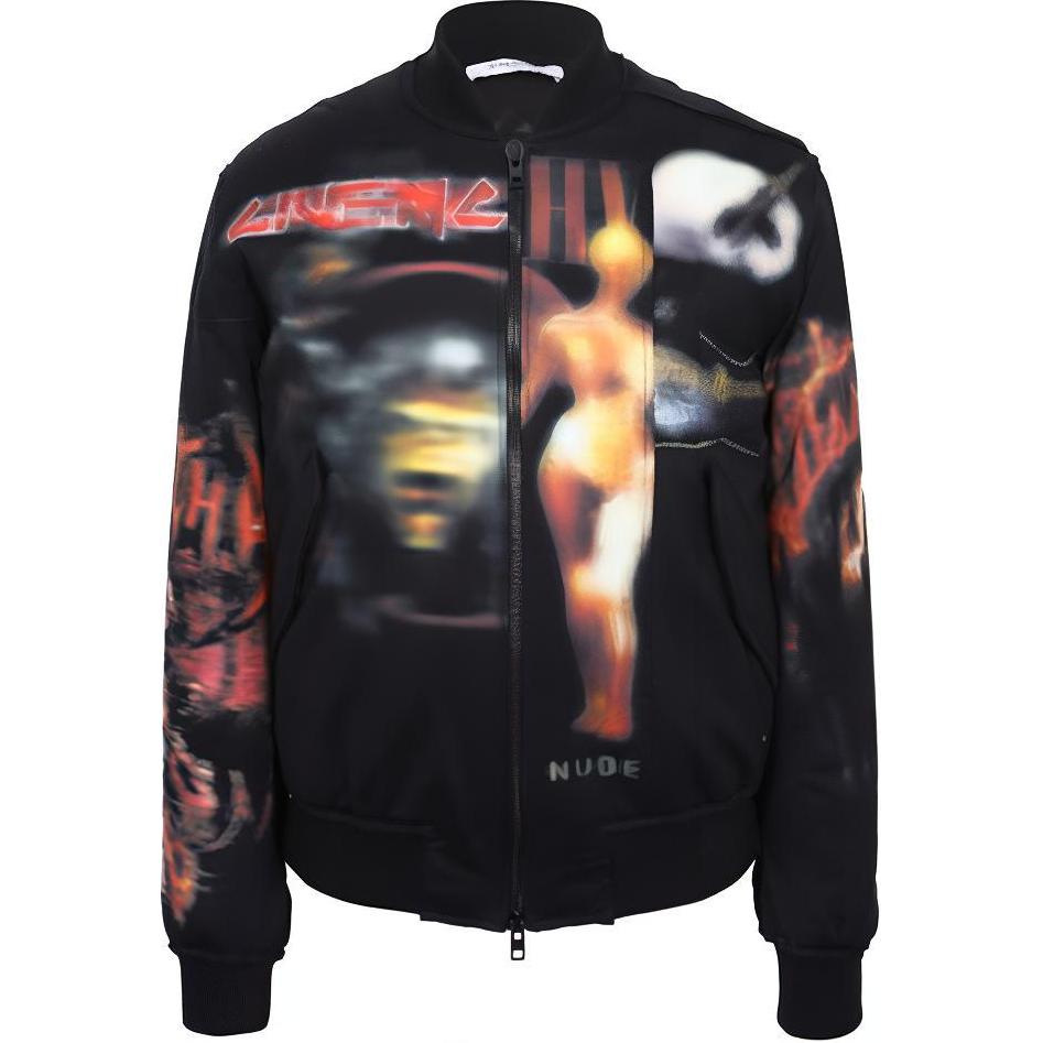 Order GIVENCHY Chaqueta Negra Estampada Cremallera Manga Larga Ropa Exterior. 16W7313-651-001