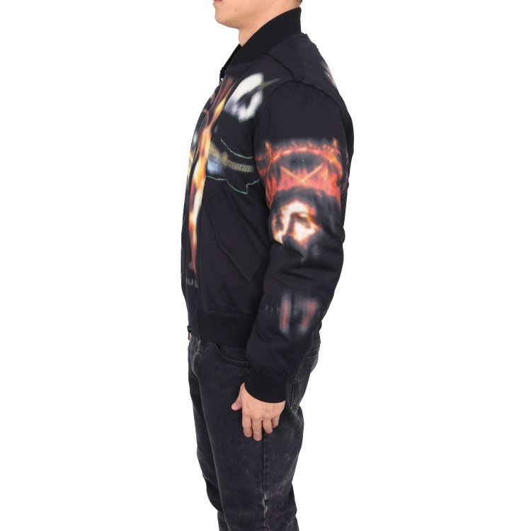 Sizing GIVENCHY Chaqueta Negra Estampada Cremallera Manga Larga Ropa Exterior. 16W7313-651-001