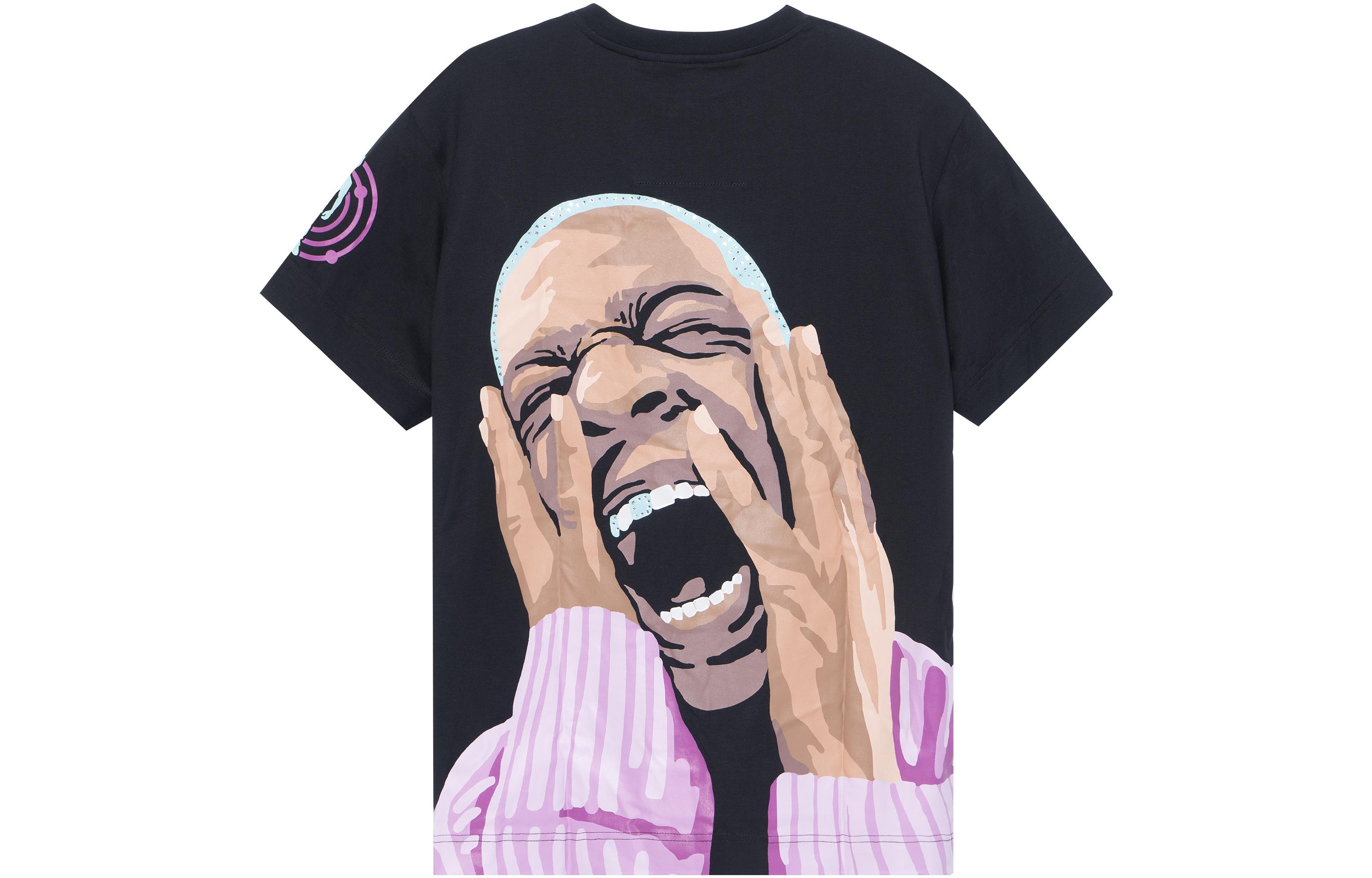 Order ジバンシー ブラック グラフィック プリント クルーネック Tシャツ BM716R3YCV-001