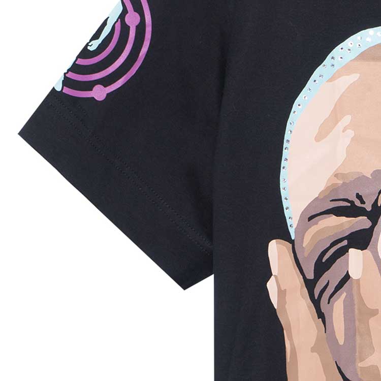 Cheap ジバンシー ブラック グラフィック プリント クルーネック Tシャツ BM716R3YCV-001