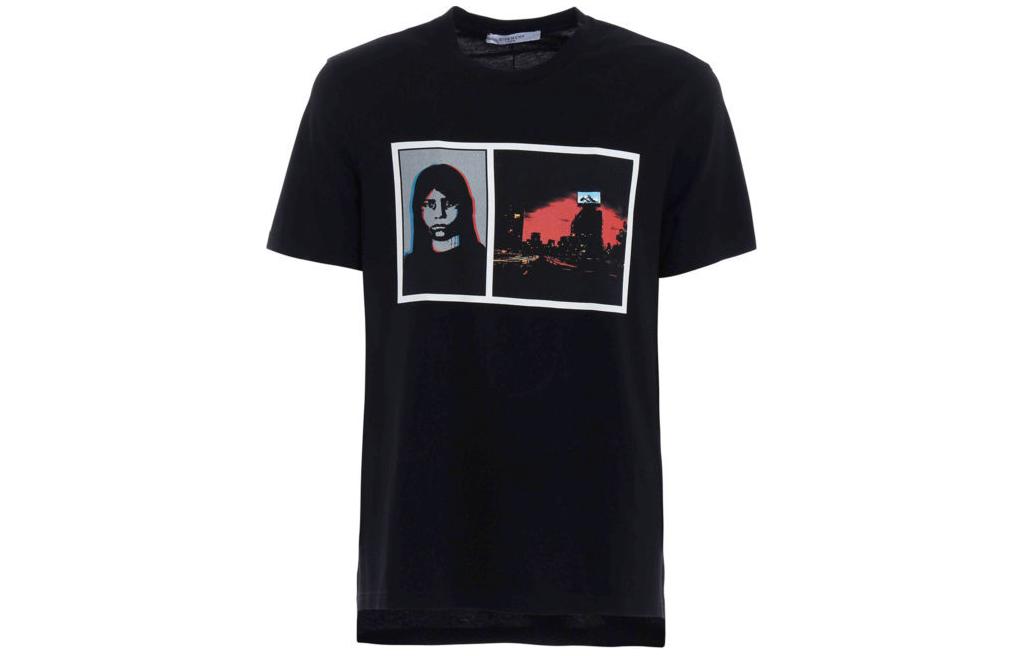 Order 紀梵希 黑色圖案印花圓領T恤 17W7189651-001