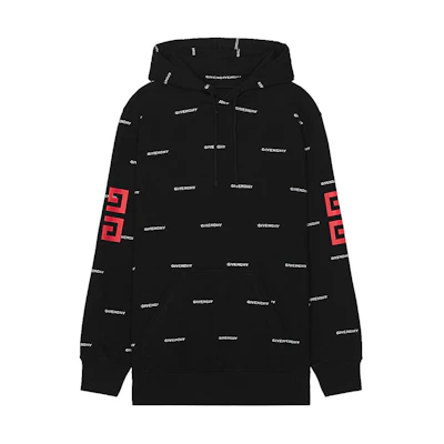 GIVENCHY Black Hoodie with Letter Print and Logo Long Sleeves BMJ0HD3YE4-001