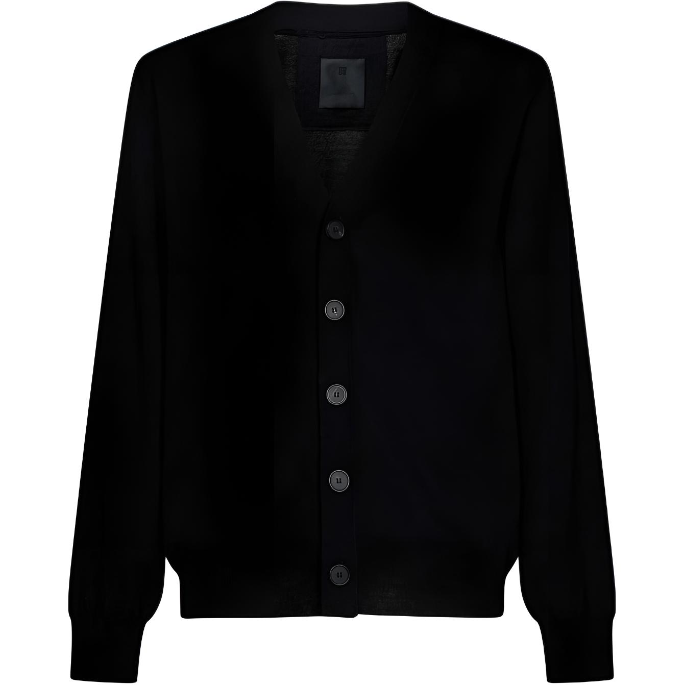 Givenchy  Black Knit Cardigan with Letter Logo and Long Sleeves. BM90N74YER-001