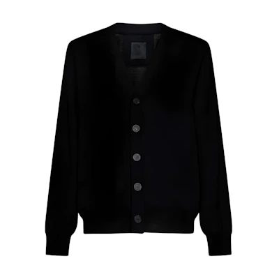 Givenchy Black Knit Cardigan with Letter Logo and Long Sleeves. BM90N74YER-001