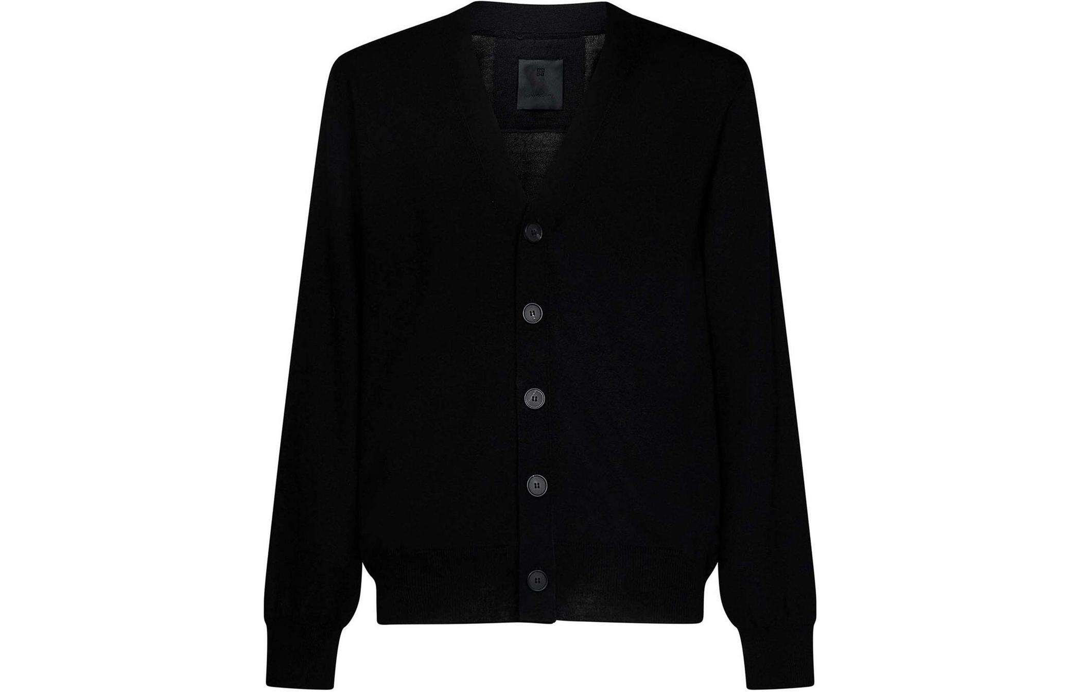 Order Cárdigan Negro de Punto Givenchy con Logo de Letras y Mangas Largas. BM90N74YER-001