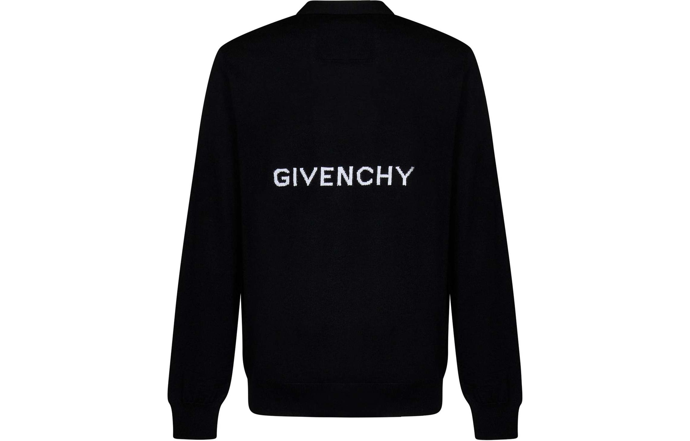 Lookbook Cárdigan Negro de Punto Givenchy con Logo de Letras y Mangas Largas. BM90N74YER-001