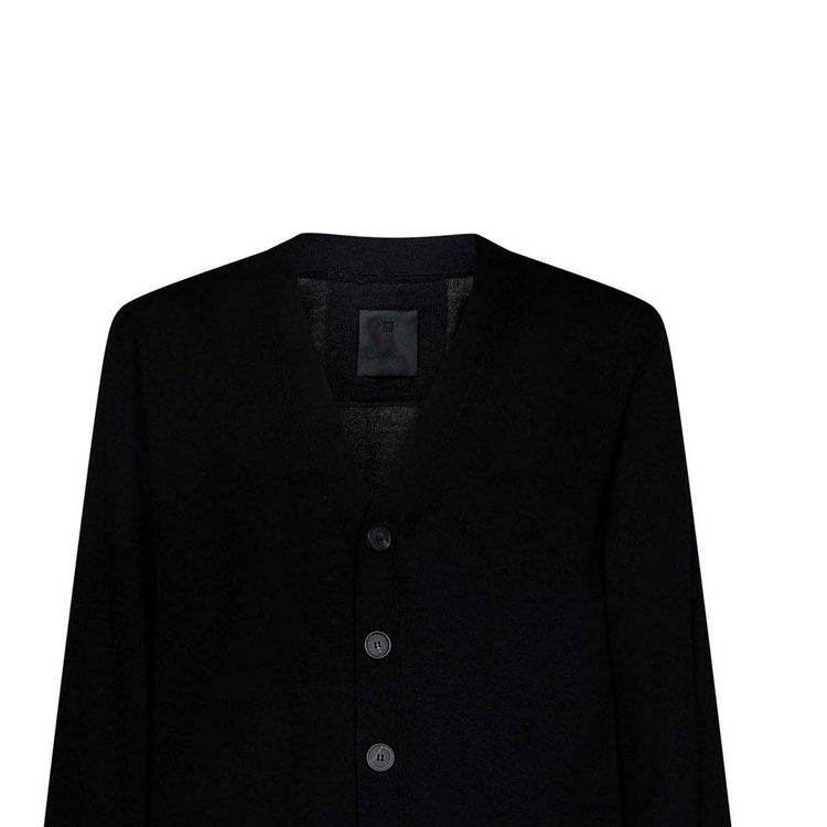 Details for Cárdigan Negro de Punto Givenchy con Logo de Letras y Mangas Largas. BM90N74YER-001