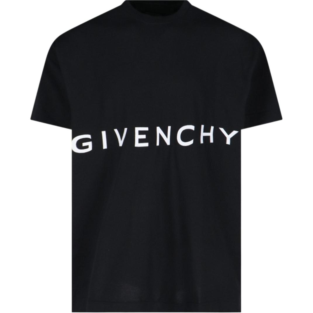 GIVENCHY  Black Letter Print Crewneck Slim Fit T-Shirt. BM716N3YMG001